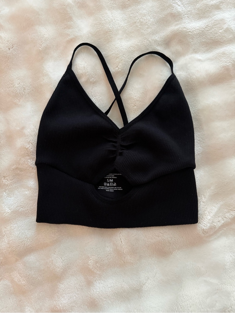 Poof! Black Ribbed Crisscross Bralette